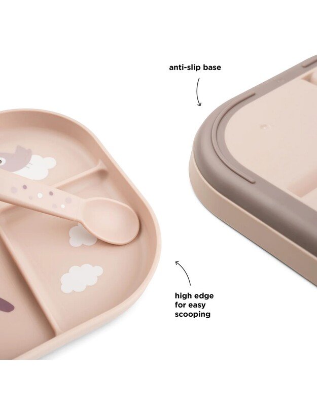 Done by Deer non-slip compartment plate Foodie Croco, pink