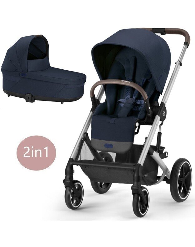 Vežimėlis Cybex Balios S LUX 2in1 silver frame Ocean Blue, mėlynas