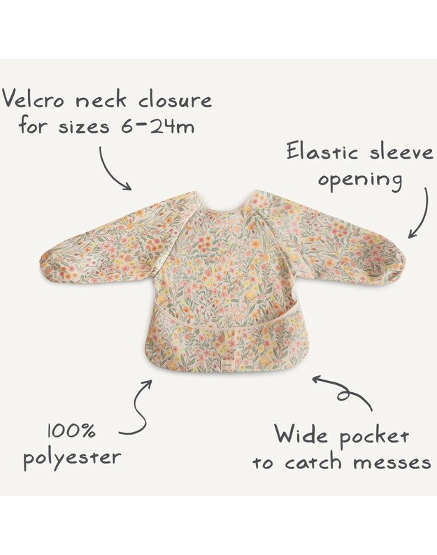 Mushie long sleeve bib Olive Check