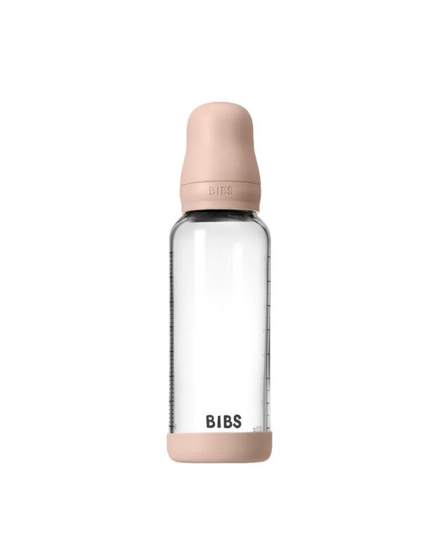 BIBS glass bottle + medium flow teat, 240 ml Blush 2