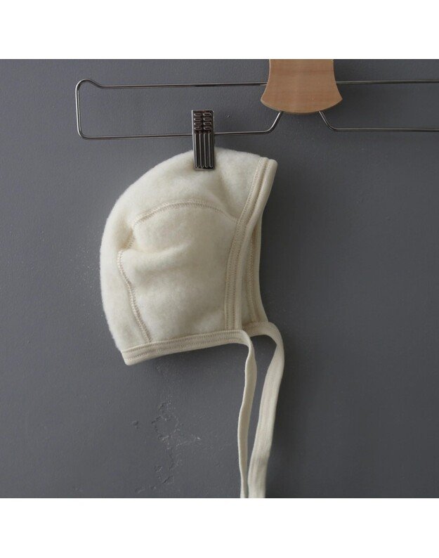 Engel merino wool bonnet with laces Natural 2
