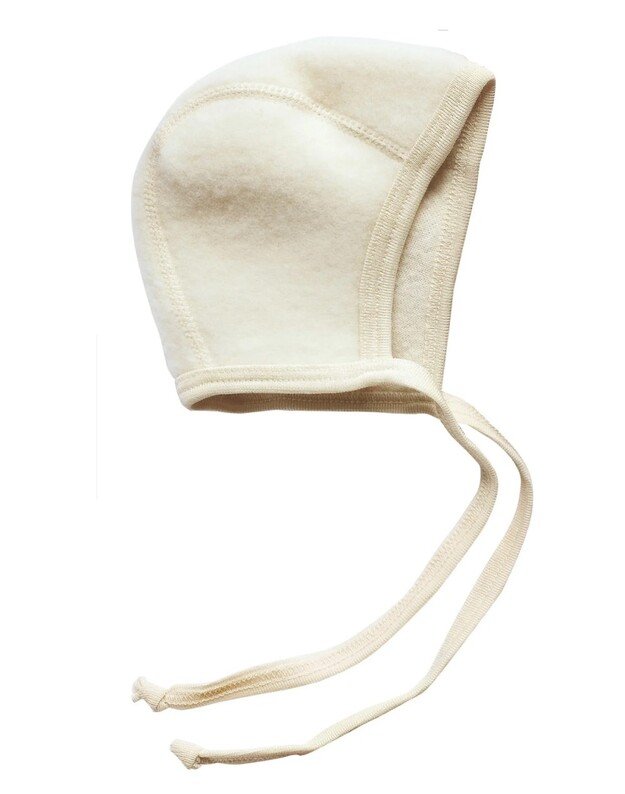 Engel merino wool bonnet with laces Natural