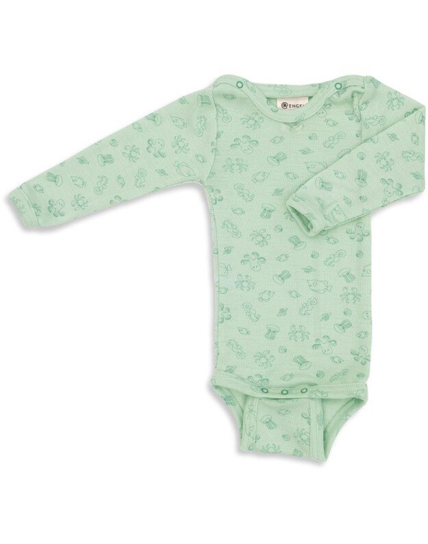 Engel merino vilnos ir šilko smėlinukas ilgomis rankovėmis Pastel Mint, žalsvas 1