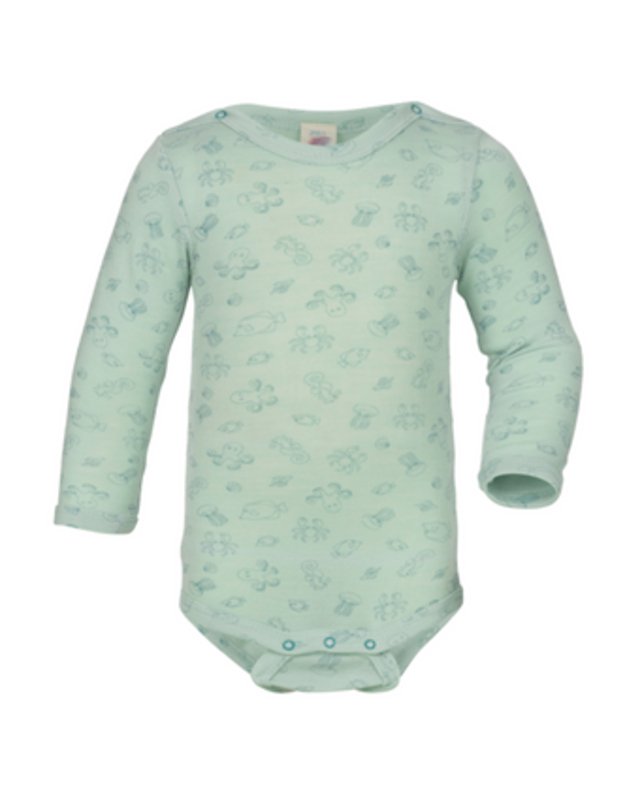Engel merino vilnos ir šilko smėlinukas ilgomis rankovėmis Pastel Mint, žalsvas