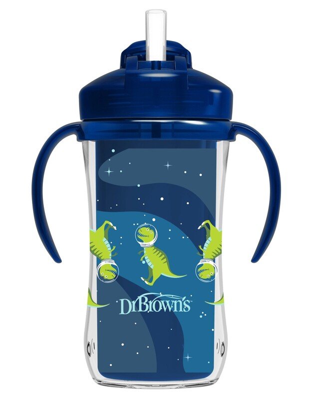 Dr Brown's krūzīte ar dubultām sieniņām, ar salmiņu 300 ml, zils Dr Brown's krūzīte ar dubultām sieniņām, ar salmiņu 300 ml, zils