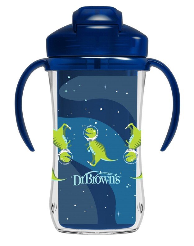 Dr Brown's krūzīte ar dubultām sieniņām, ar salmiņu 300 ml, zils 1 Dr Brown's krūzīte ar dubultām sieniņām, ar salmiņu 300 ml, zils 1