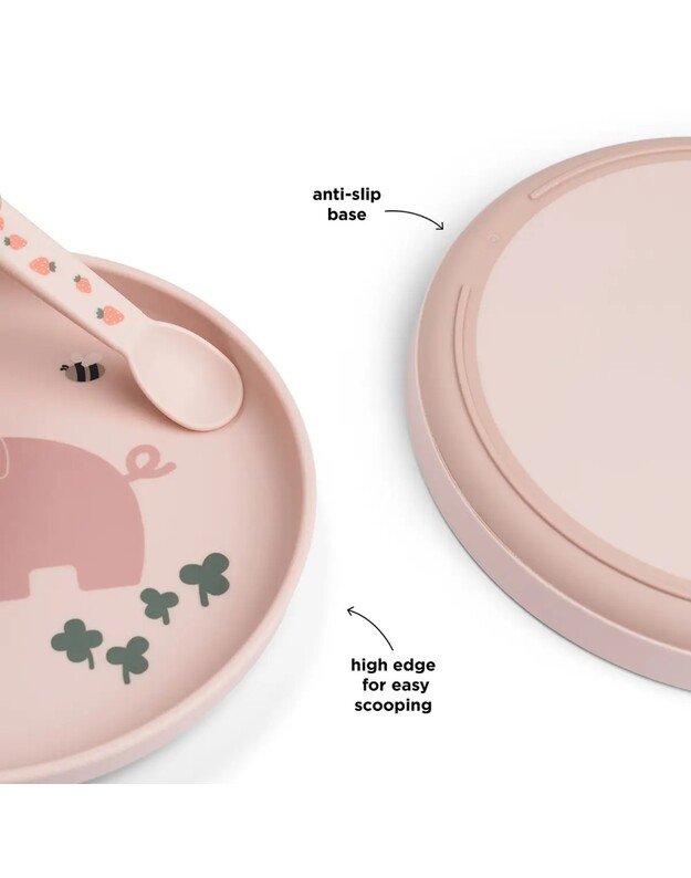 Done by Deer neslystanti lėkštė Foodie Tiny Farm, rausva 2