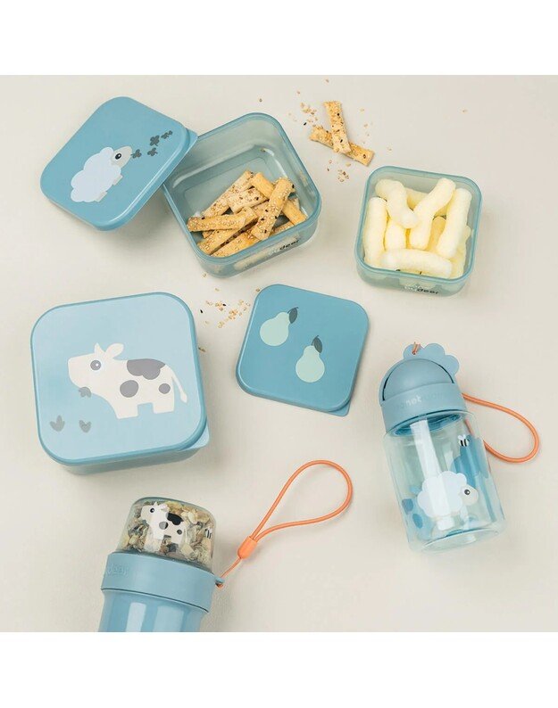 Done by Deer priešpiečių (užkandžių) dėžučių rinkinys Tiny Farm, mėlynas 1