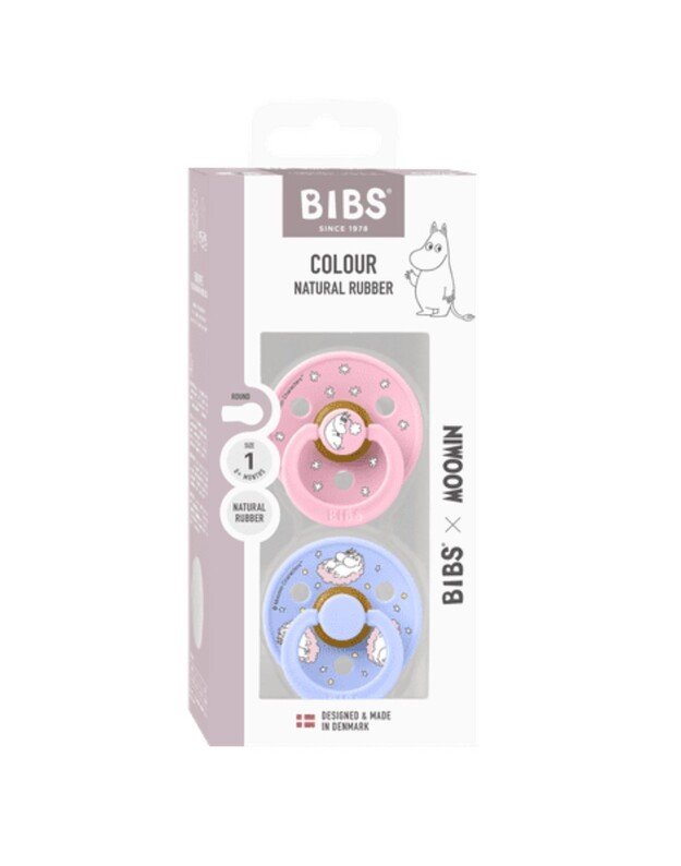 BIBS x Moomin Colour čiulptukai Dreaming - Baby Pink mix, 2 vnt, įvairių dydžių 2