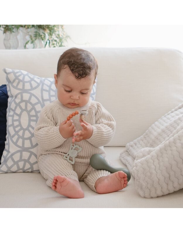 MUSHIE silikoninis čiulptuko laikiklis HALO Clementine, oranžinis 2