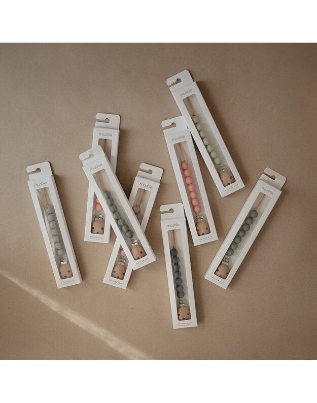 MUSHIE silikoninis čiulptuko laikiklis HALO Clementine, oranžinis 5