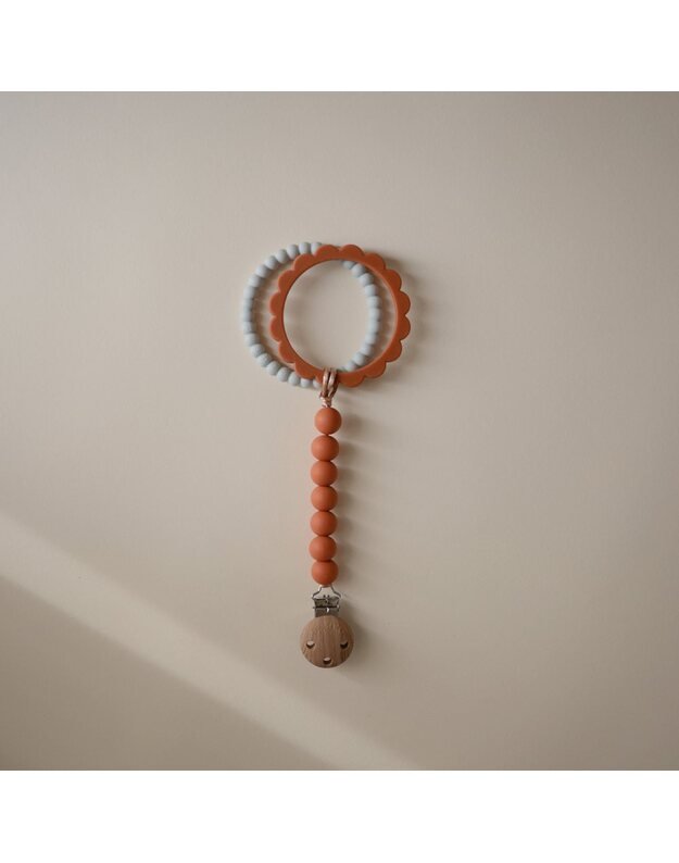 MUSHIE silikoninis čiulptuko laikiklis HALO Clementine, oranžinis 4