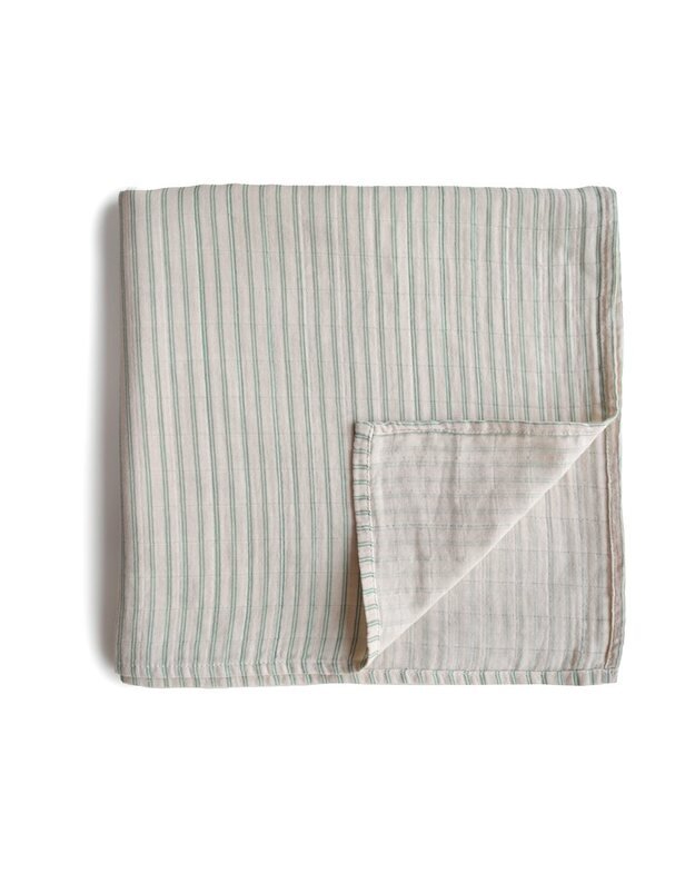 Mushie swaddle Sage Stripe