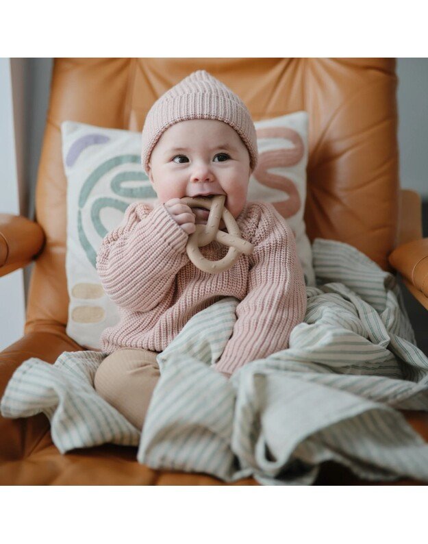 Mushie swaddle Sage Stripe 4