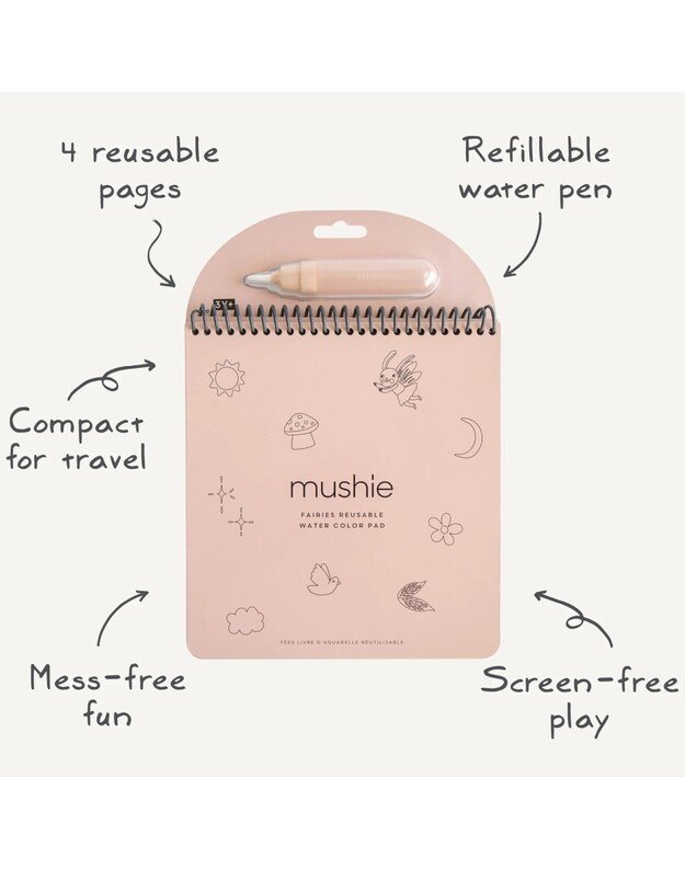 Mushie daugkartinė vandens spalvinimo knygelė Fairies 4