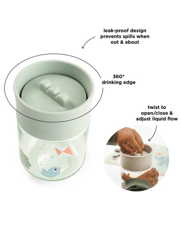 Done by Deer mokymosi gertuvė 360° Playground, 260ml, žalia