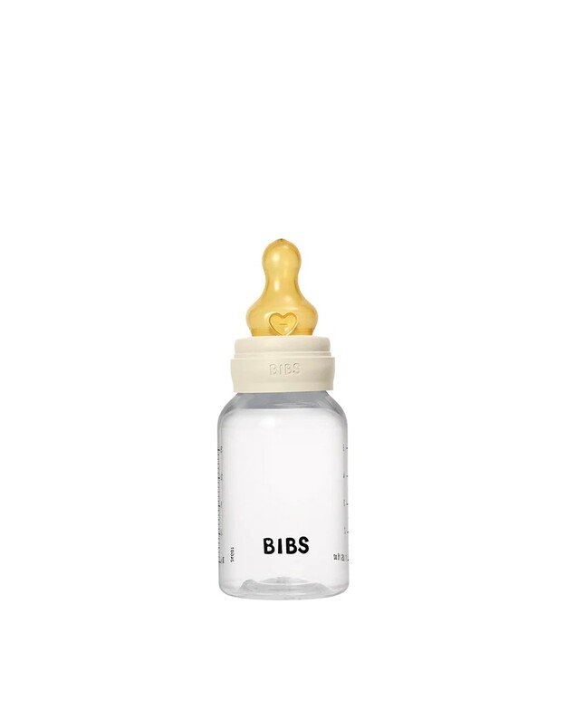 BIBS plastikinis buteliukas + lėtos tėkmės žindukas, 150 ml Ivory, baltas