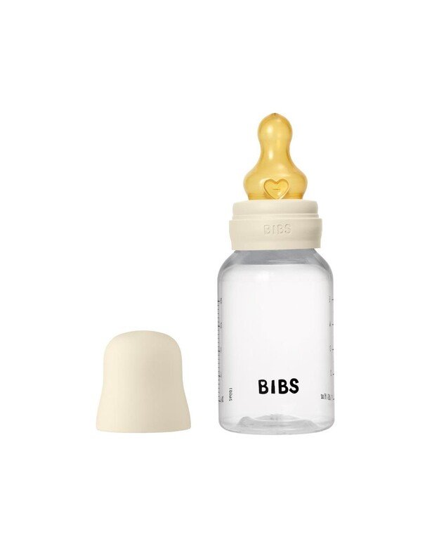 BIBS plastikinis buteliukas + lėtos tėkmės žindukas, 150 ml Ivory, baltas