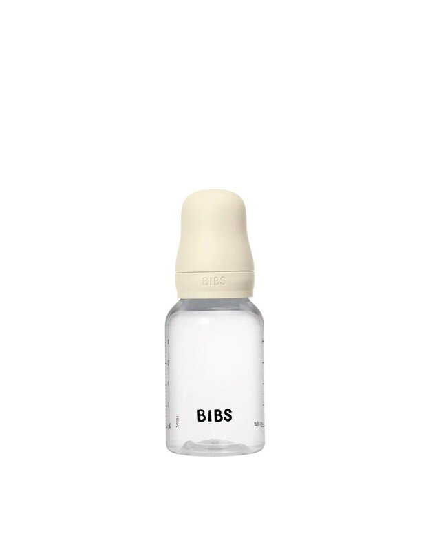 BIBS plastikinis buteliukas + lėtos tėkmės žindukas, 150 ml Ivory, baltas