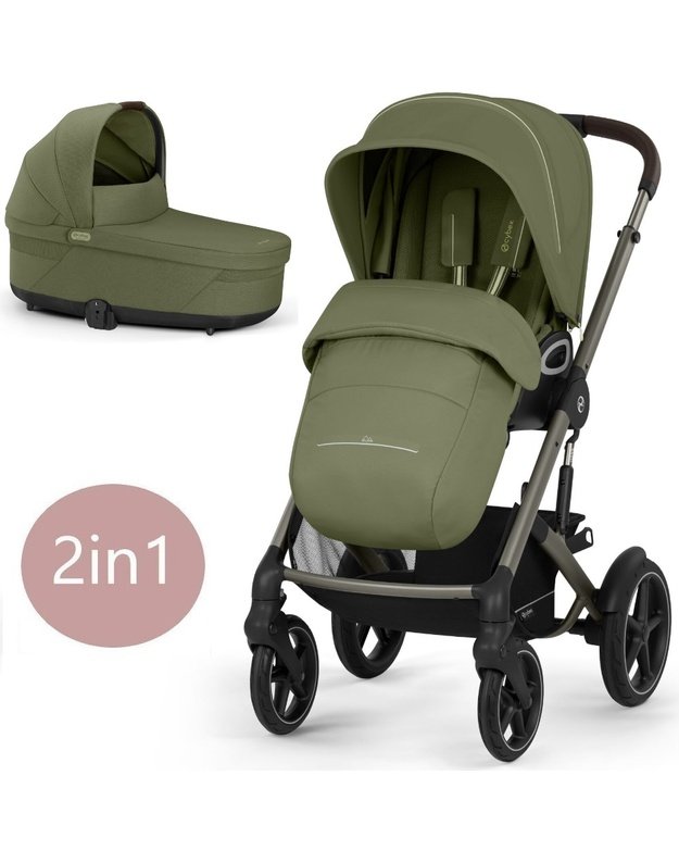 Cybex 2in1 vežimėlio komplektas Talos S LUX V2 TPE Moss Green, žalias