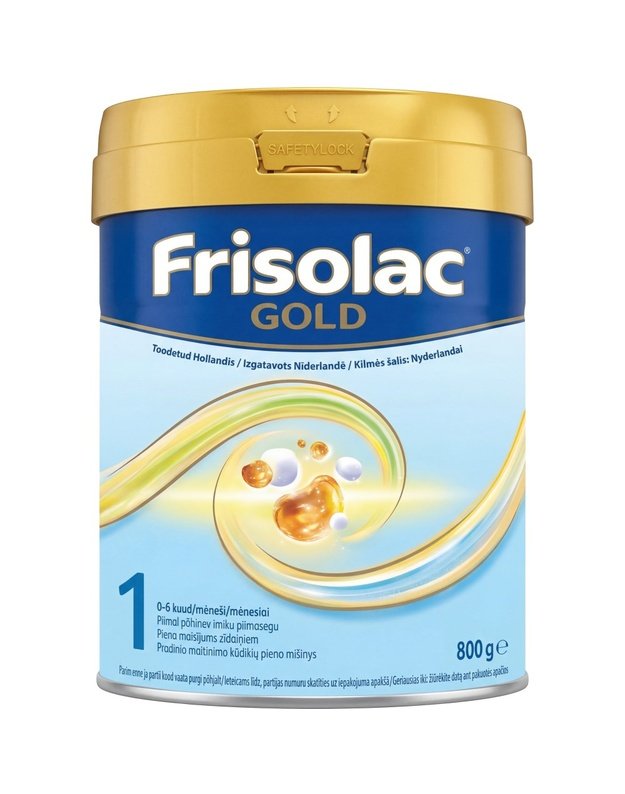 FRISOLAC GOLD 1 pradinio maitinimo pieno mišinys kūdikiams nuo gimimo, 800 g