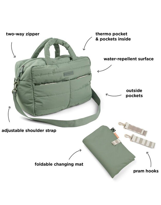 Done by Deer polsterēta maiņas soma, zaļš 2 Done by Deer polsterēta maiņas soma, zaļš 2