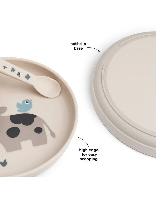 Done by Deer neslystanti lėkštė Foodie Tiny Farm, smėlio spalvos 3