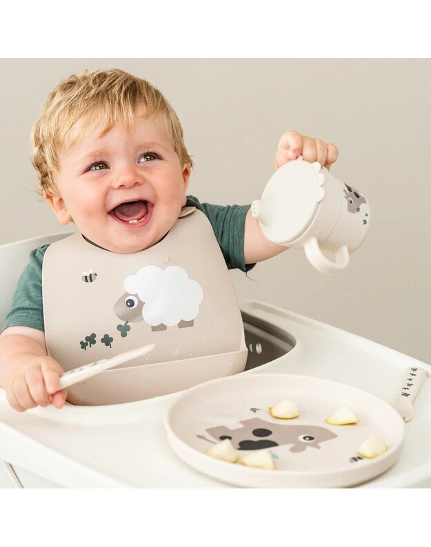 Done by Deer neslystanti lėkštė Foodie Tiny Farm, smėlio spalvos 4