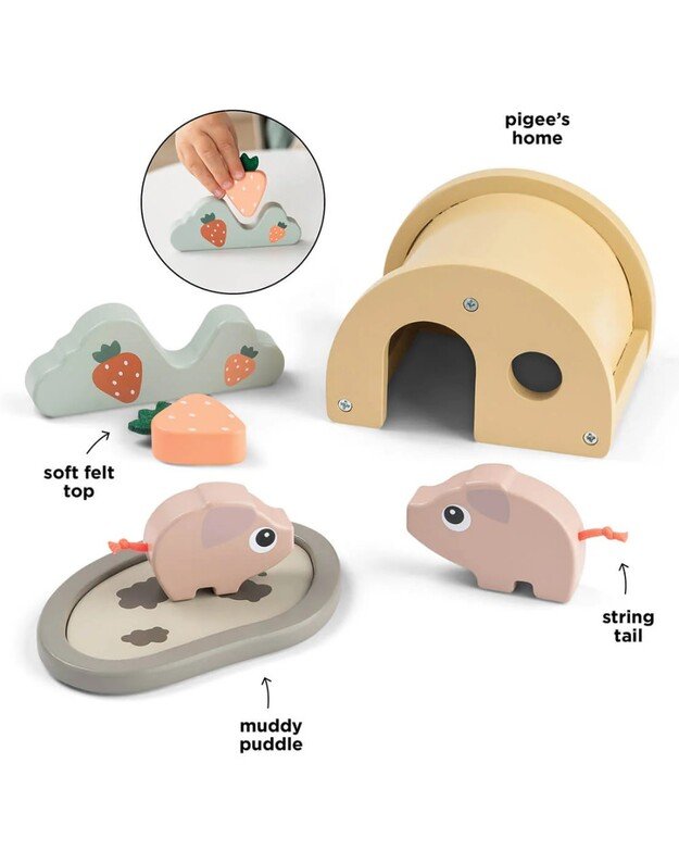 Done by Deer medinis žaislų rinkinys Tiny Farm Pigee 2