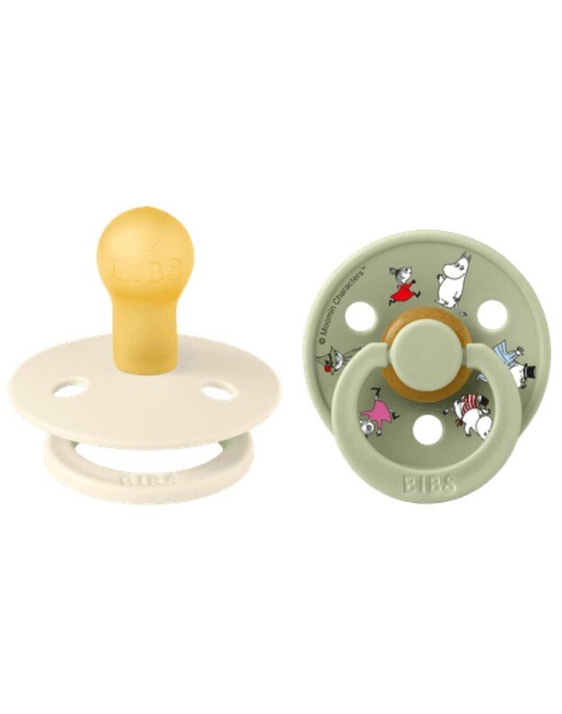 BIBS x Moomin Colour čiulptukai Friends - Ivory mix, 2 vnt, įvairių dydžių
