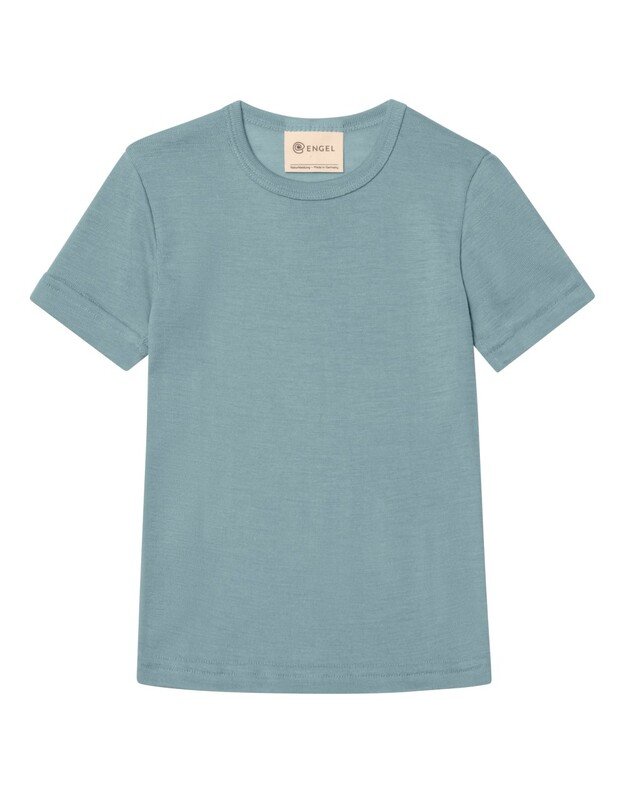 Engel ekologiškos merino vilnos ir šilko marškinėliai vaikams Mountain Blue, melsvi