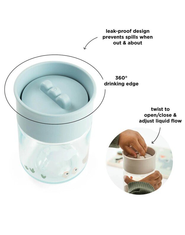 Done by Deer mokymosi gertuvė 360° Tiny Farm, 260ml, mėlyna