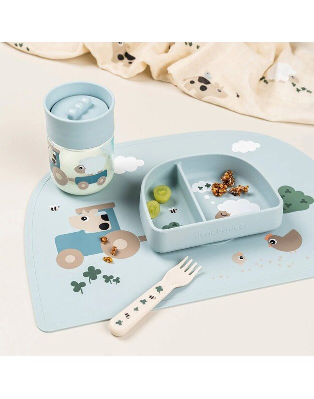 Done by Deer mokymosi gertuvė 360° Tiny Farm, 260ml, mėlyna