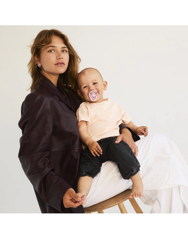 BIBS Studio Colour čiulptukai Polka - Baby Pink/Mocha, 2 vnt, įvairių dydžių