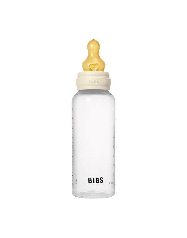 BIBS plastikinis buteliukas + vidutinės tėkmės žindukas, 270 ml Ivory, baltas