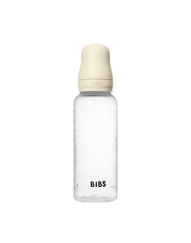 BIBS plastikinis buteliukas + vidutinės tėkmės žindukas, 270 ml Ivory, baltas