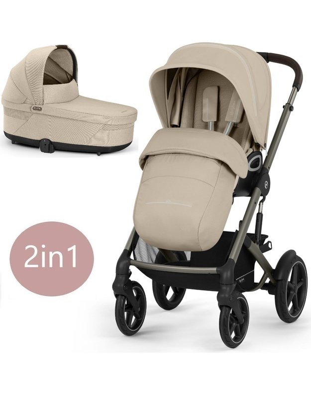 Cybex 2in1 vežimėlio komplektas Talos S LUX V2 TPE Almond Beige, smėlio spalvos