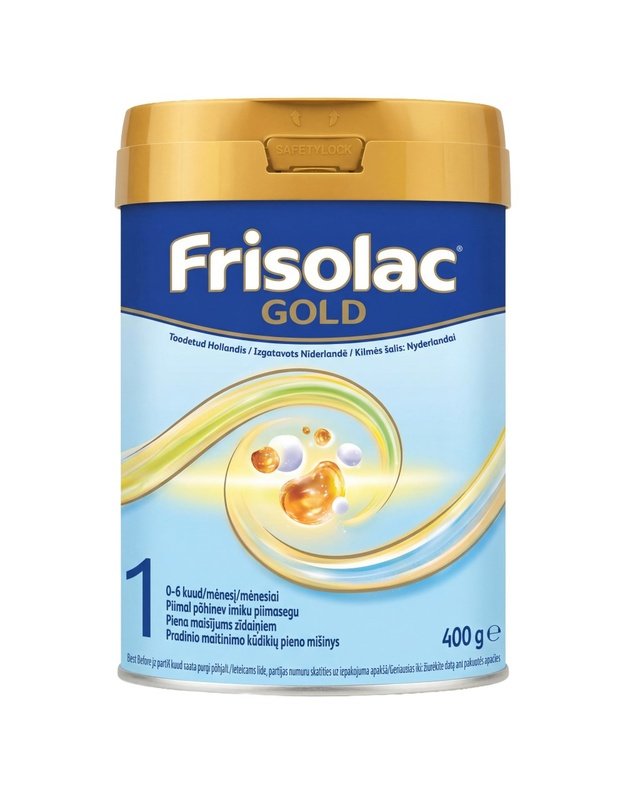 FRISOLAC GOLD 1 pradinio maitinimo pieno mišinys kūdikiams nuo gimimo, 400 g