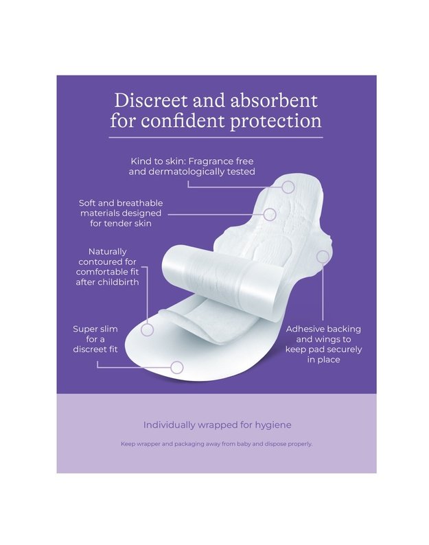 Lansinoh diskrētie un absorbējošie paketes (L): 2 nedēļas pēc dzimšanas Discreet &amp; Absorbent, 12 gab.