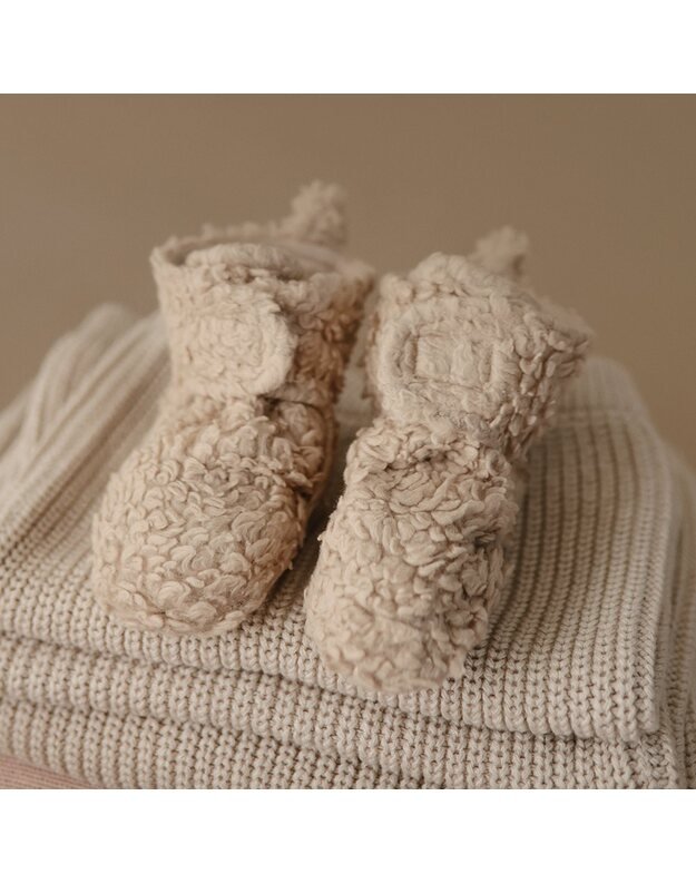 Mushie cozy baby booties Oatmeal