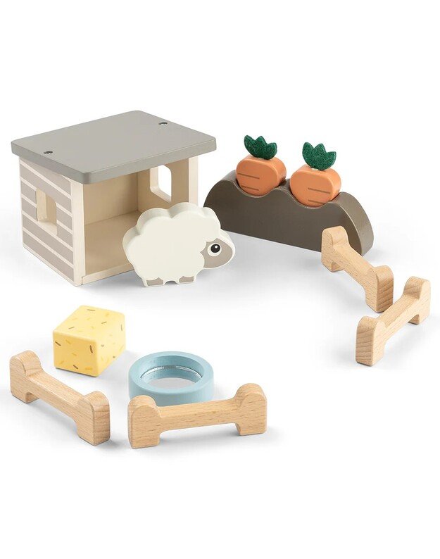 Done by Deer medinis žaislų rinkinys Tiny Farm Sheepy