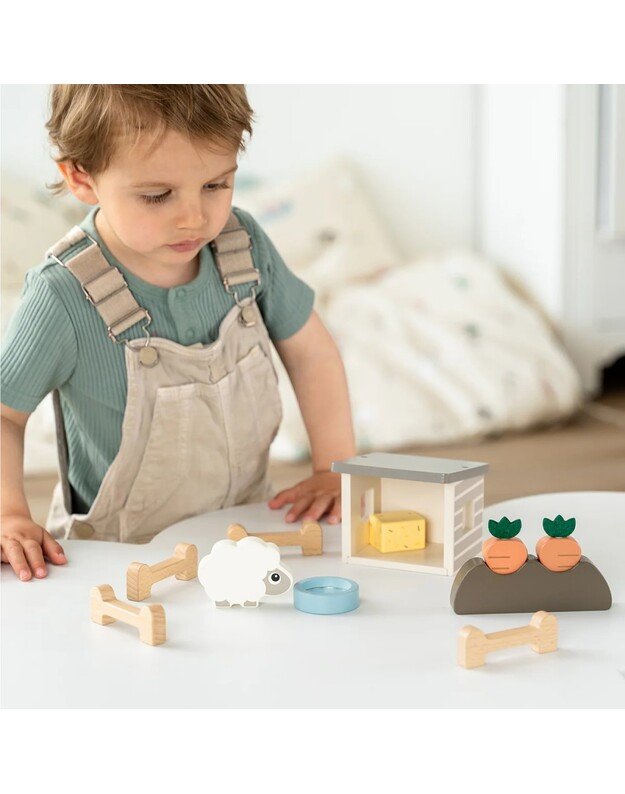 Done by Deer medinis žaislų rinkinys Tiny Farm Sheepy 1