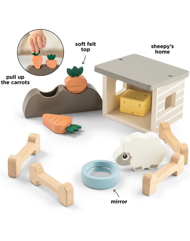 Done by Deer medinis žaislų rinkinys Tiny Farm Sheepy 2