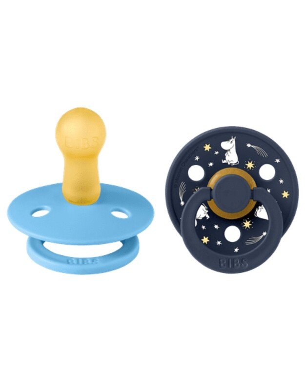 BIBS x Moomin Colour čiulptukai Good Night - Breeze mix, 2 vnt, įvairių dydžių