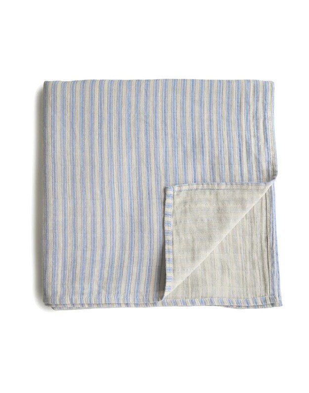 Mushie swaddle Blue Stripe