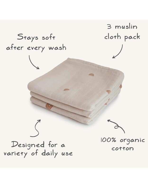 Mushie muslin cloth 3-pack Sage 4