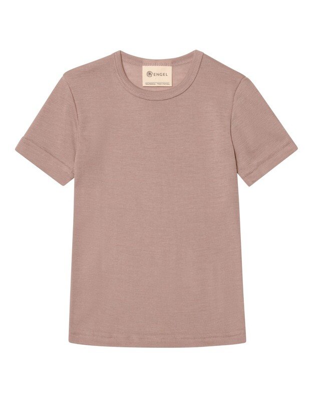 Engel ekologiškos merino vilnos ir šilko marškinėliai vaikams Dusty Rose, rausvi