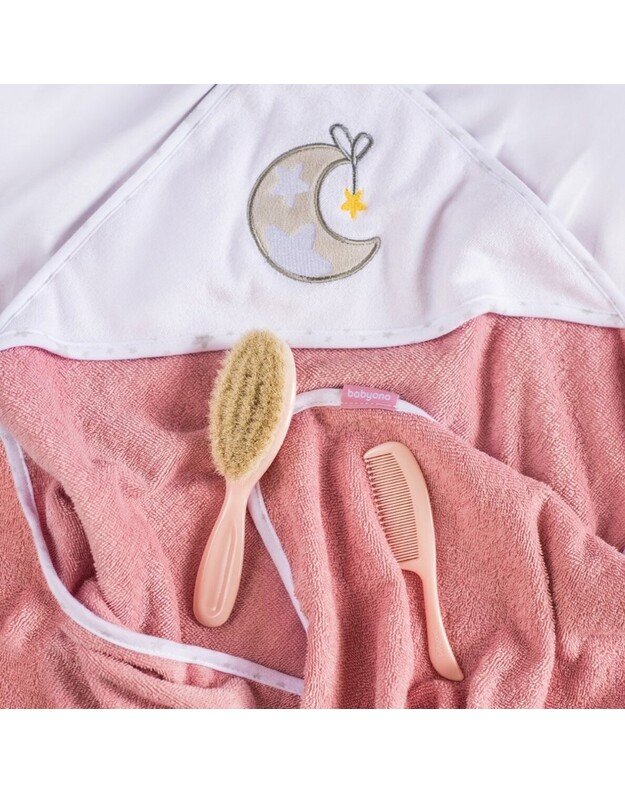 BabyOno natūralių šerių plaukų šepetys ir šukos, rausvi 1