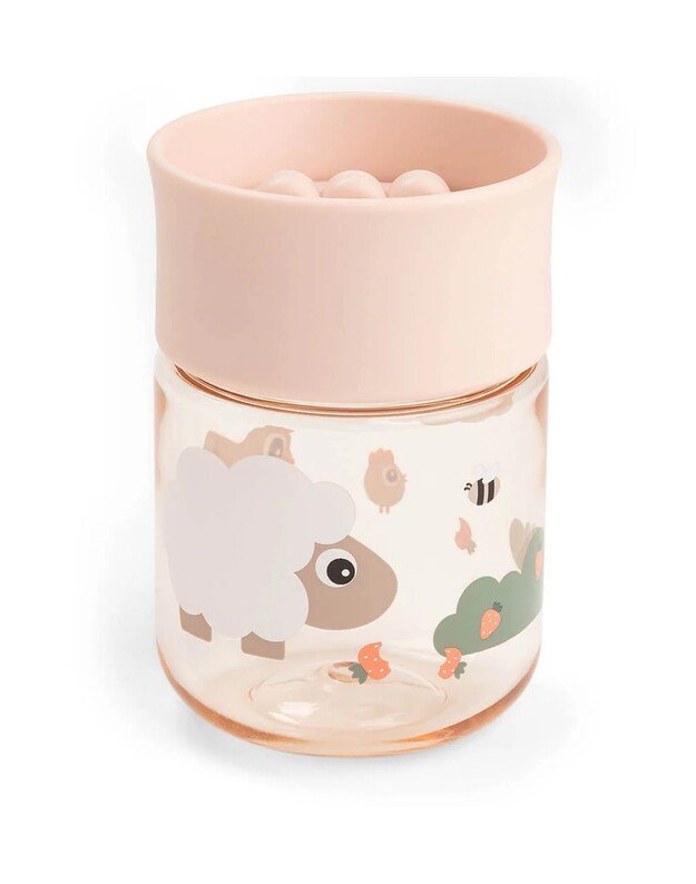 Done by Deer mokymosi gertuvė 360° Tiny Farm, 260ml, rausva