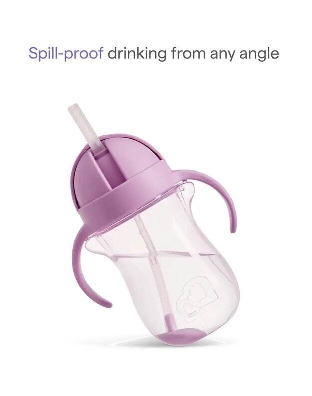 Munchkin gertuvė su šiaudeliu ir svareliu 296ml Cat, violetinė